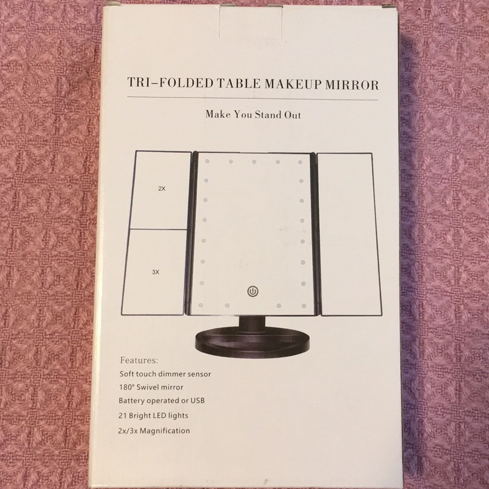 Tri-Fold Table Makeup Mirror
